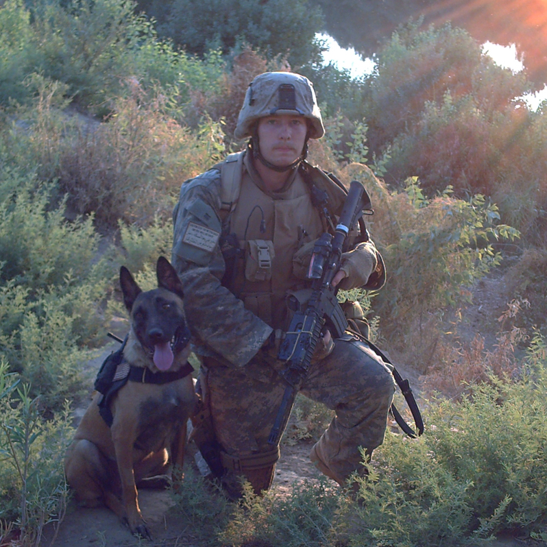 SEMPER K9 soldier and service dog